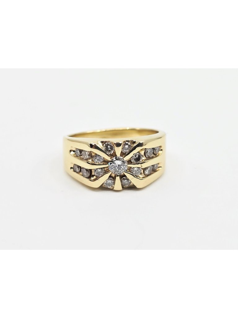 Unique 14k Karat Solid Yellow Gold Designer Mens Diamond Cluster Ring  Size 8